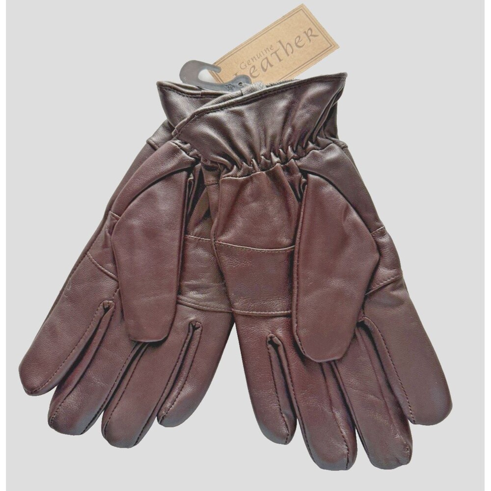 Mens Gloves Size XL XLarge Genuine Leather Soft Brown Wool Lined Driving Winter - Picture 3 of 4